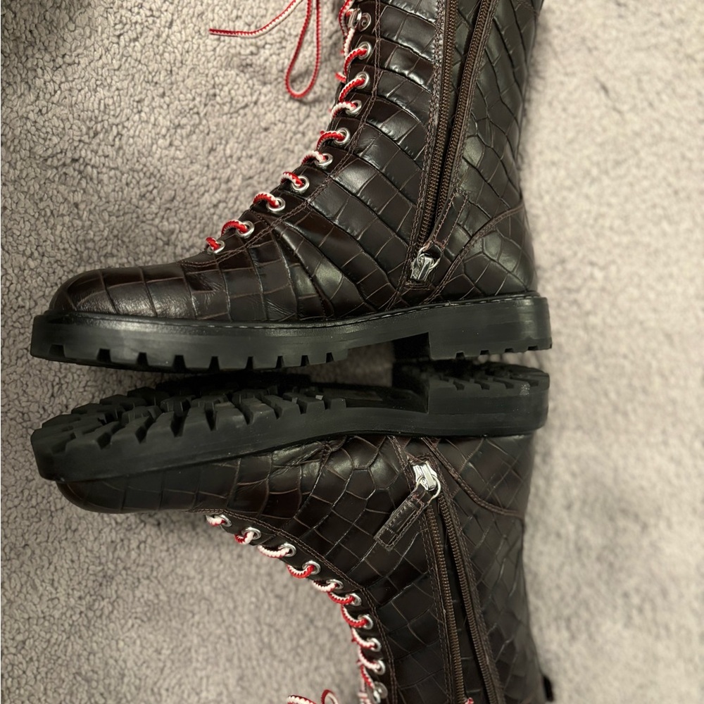 Jcrew croc lace up Micah boots